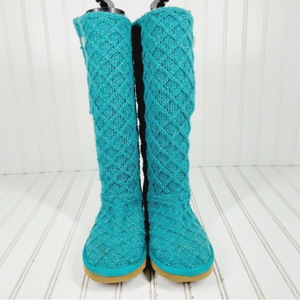 UGG Teal Blue Silver Sparkle Lattice Cardy 3066 - Picture 3 of 16